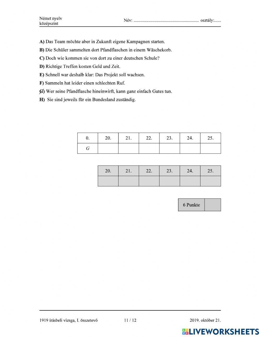 Német középszintű érettségi