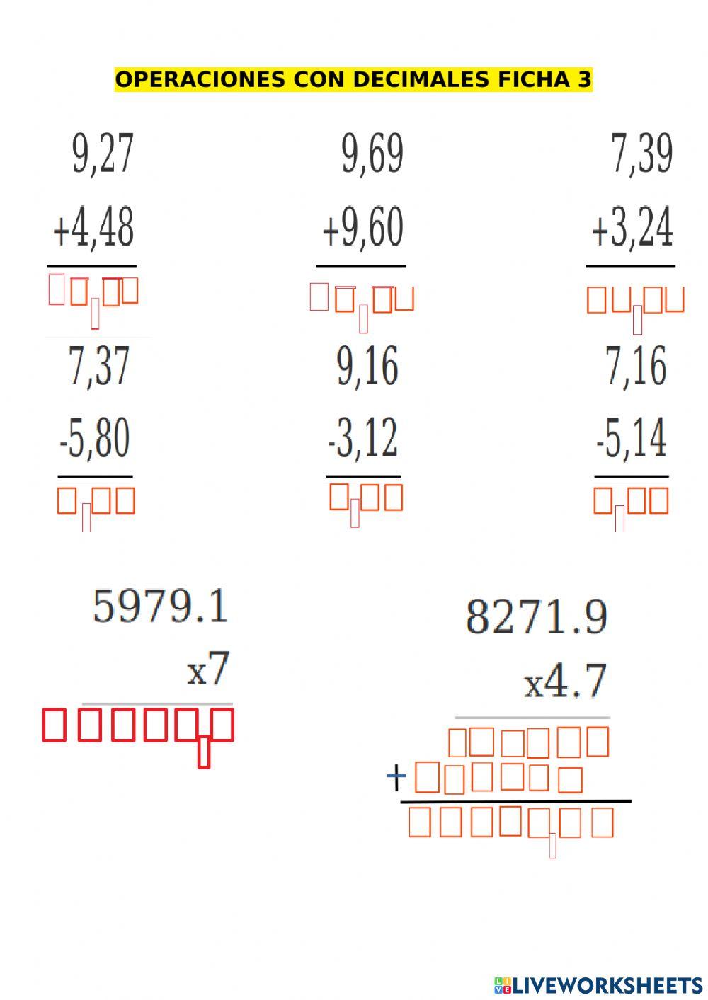 Operaciones decimales 3