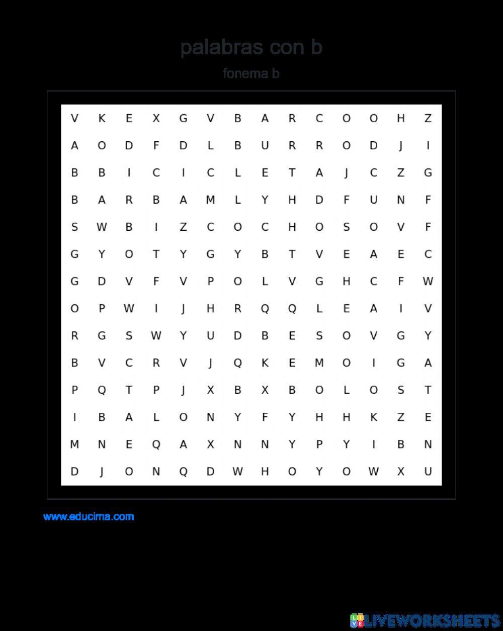 Sopa letras fonema b