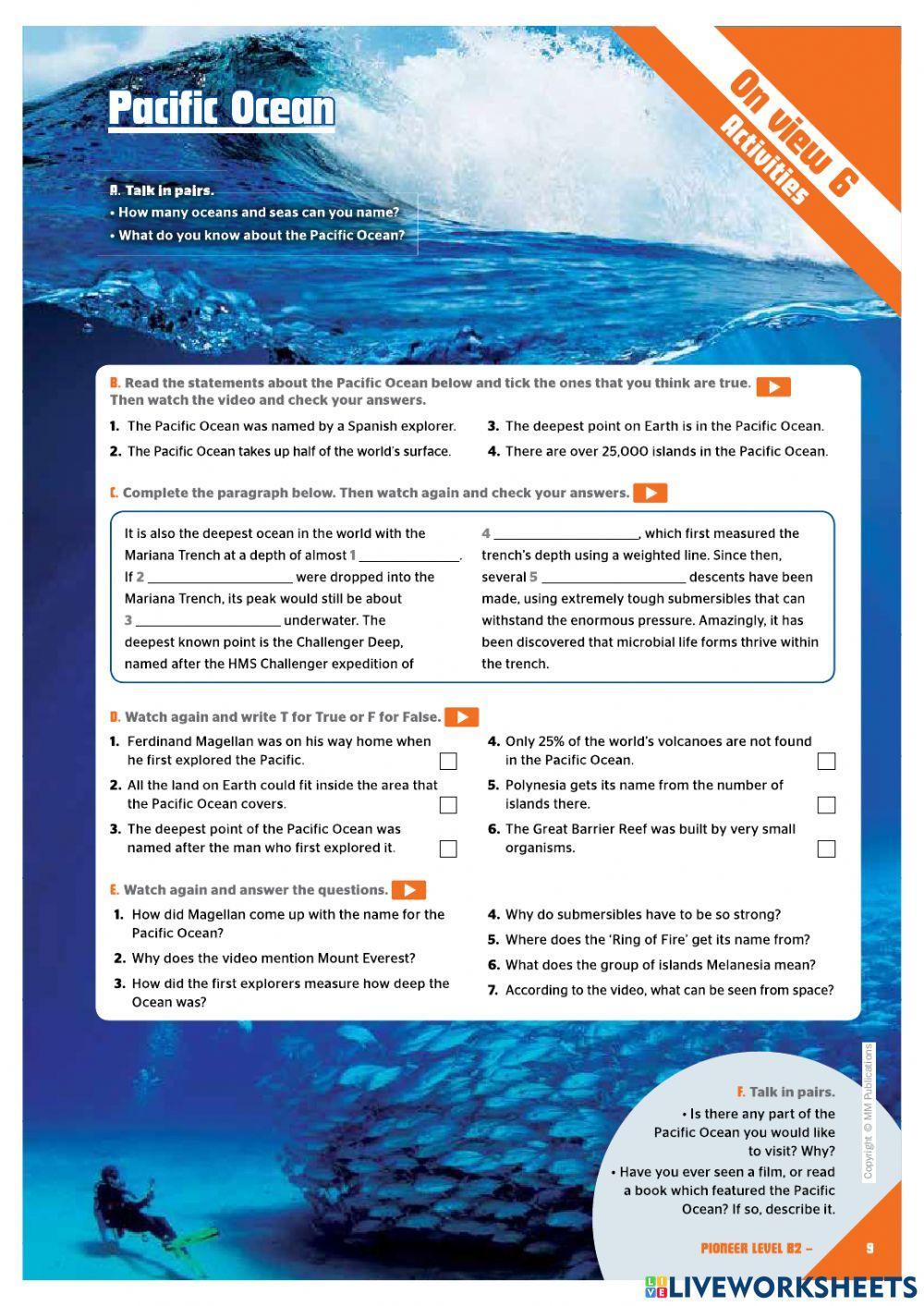 Pacific Ocean - video worksheet2