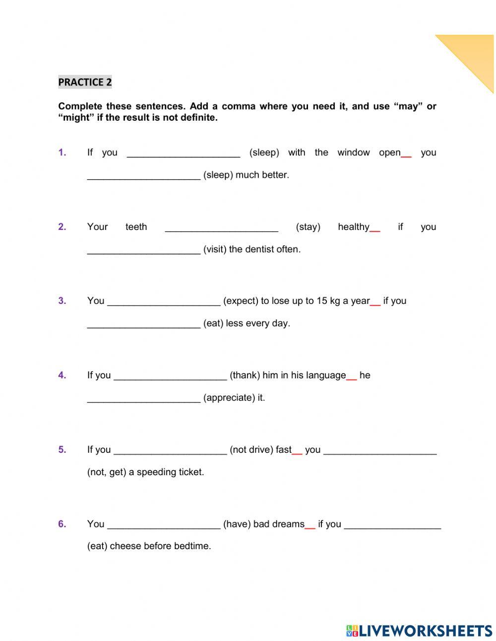 First conditional practice 2 worksheet | Live Worksheets