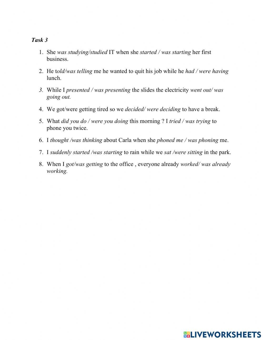 Past simple - Past Continuous