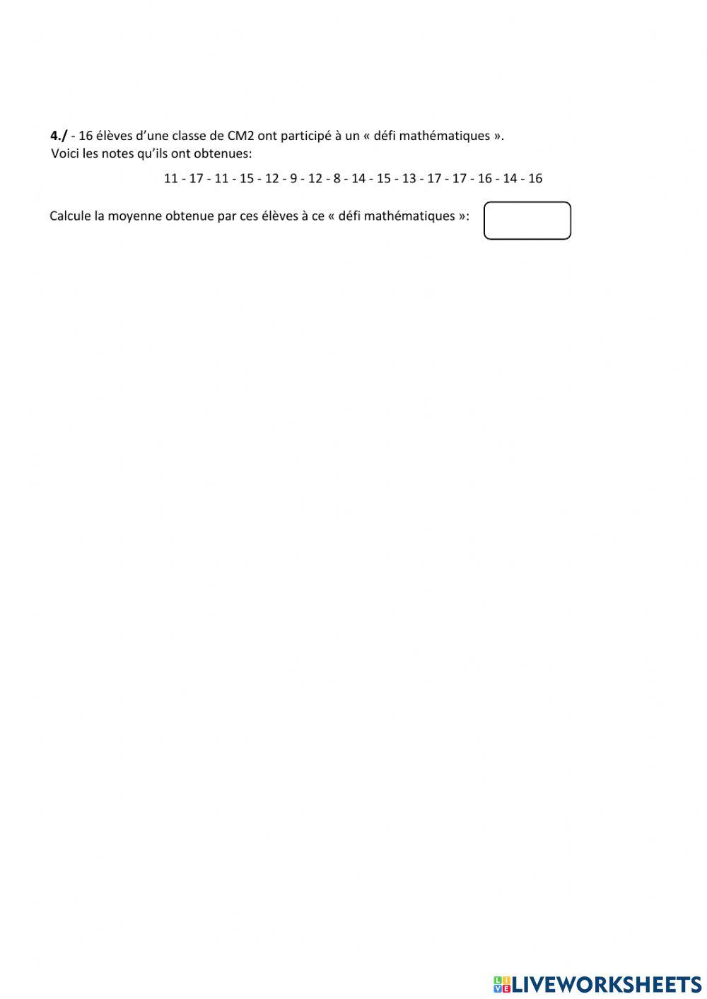 Je calcule des moyennes