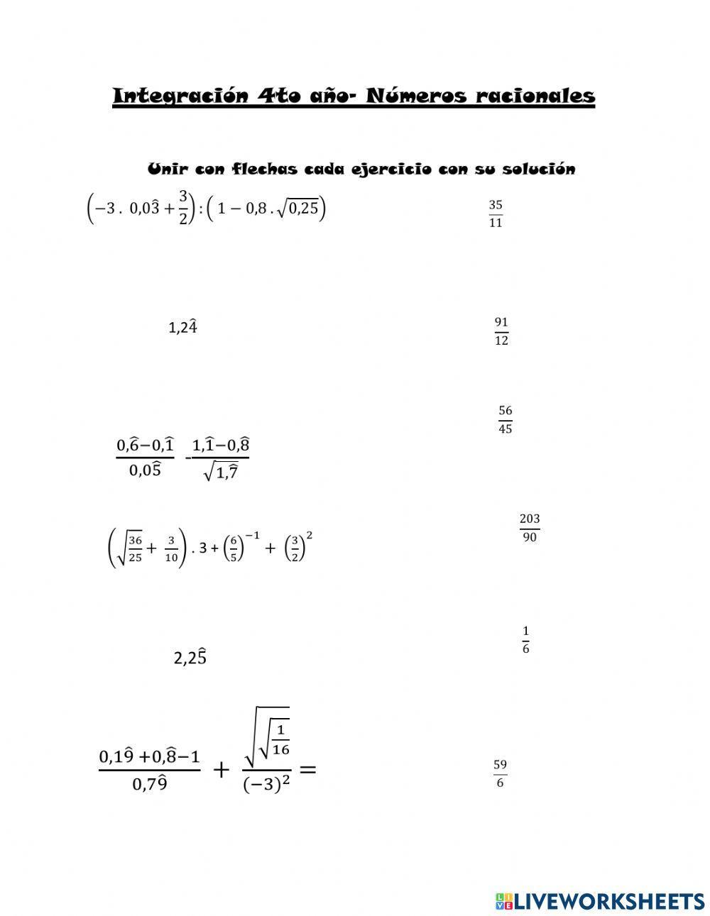 Operaciones Combinadas con Racionales