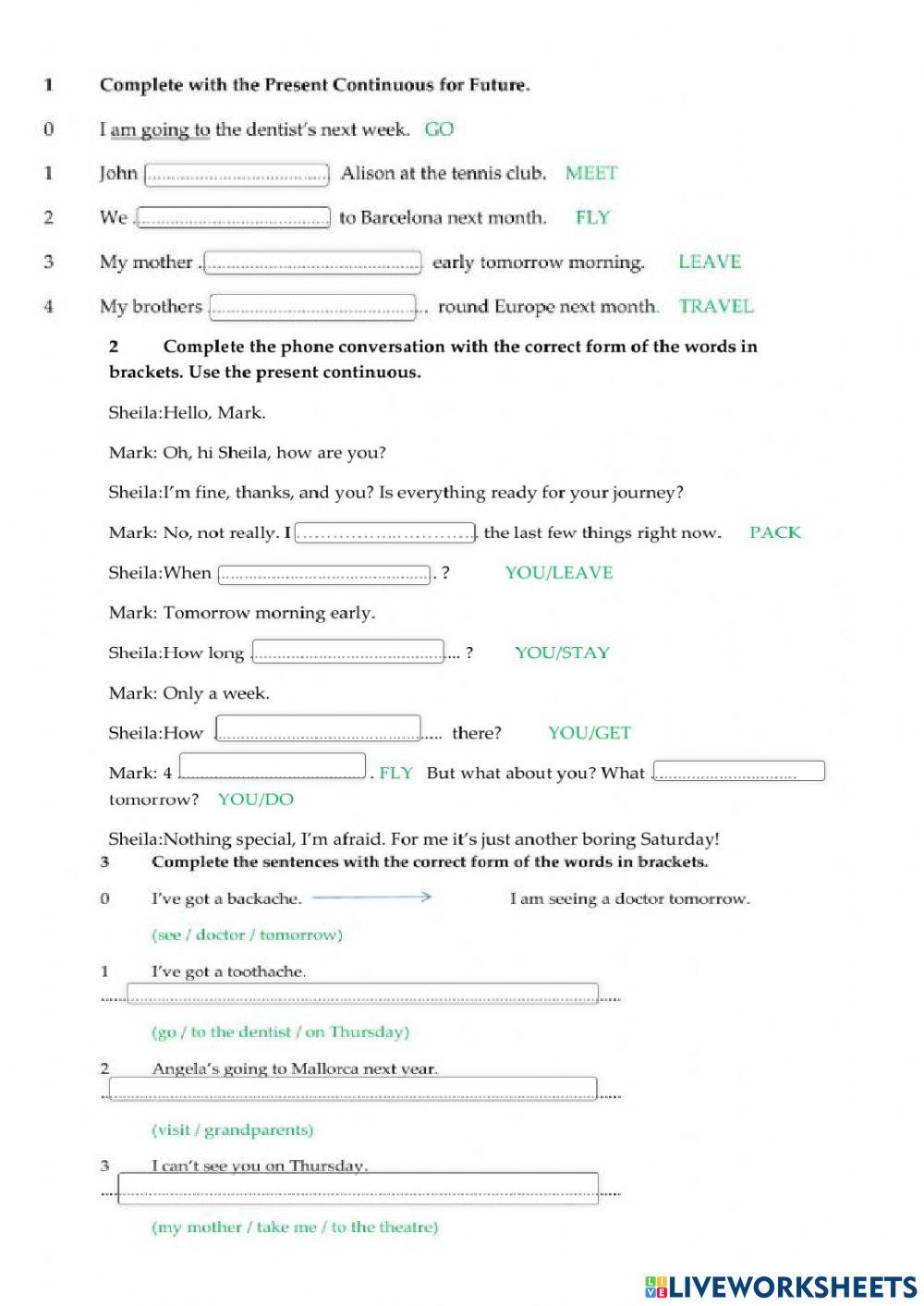 Present continuous for future