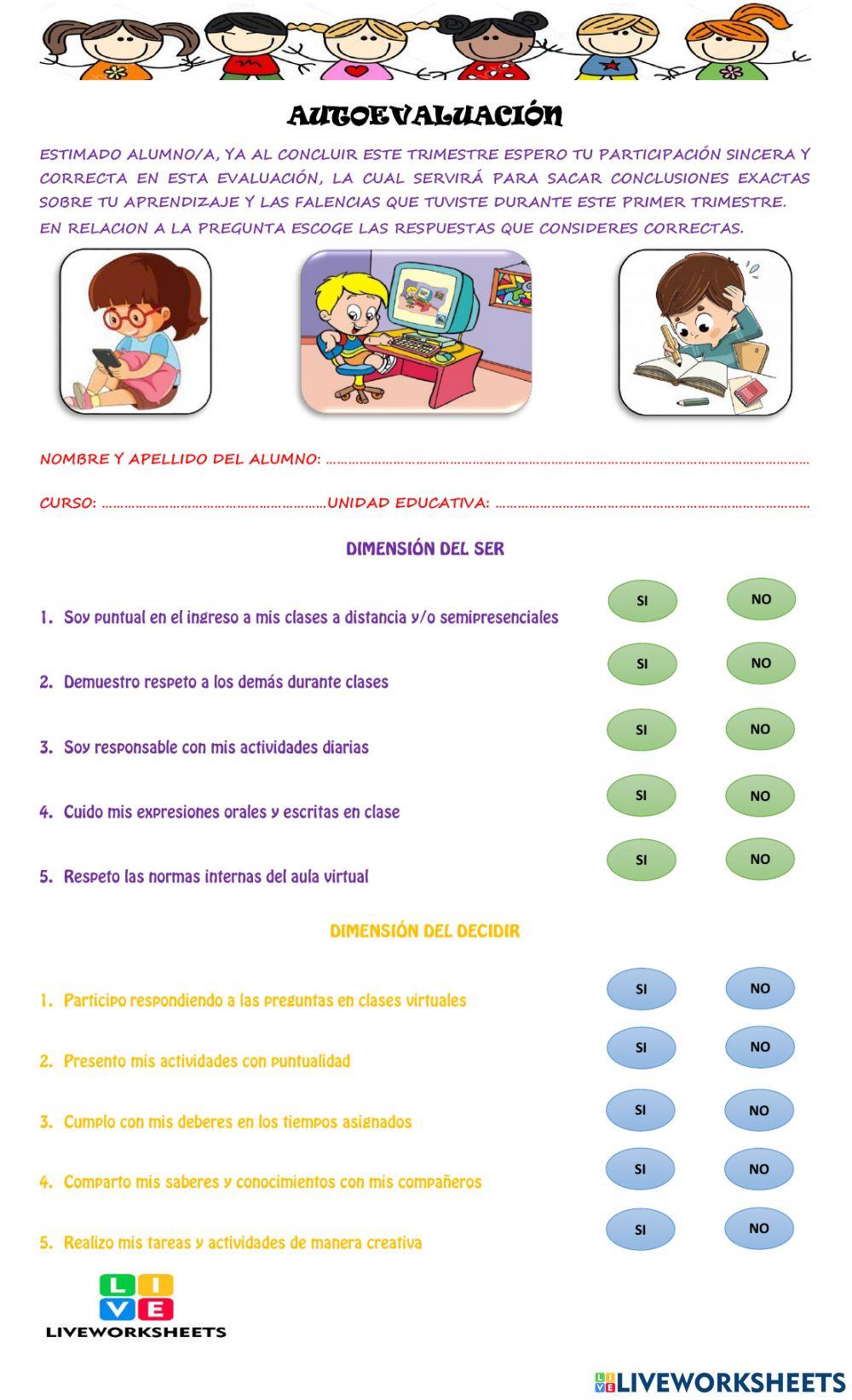 Autoevaluación 1º trimestre Autoevaluación 1º trimestre