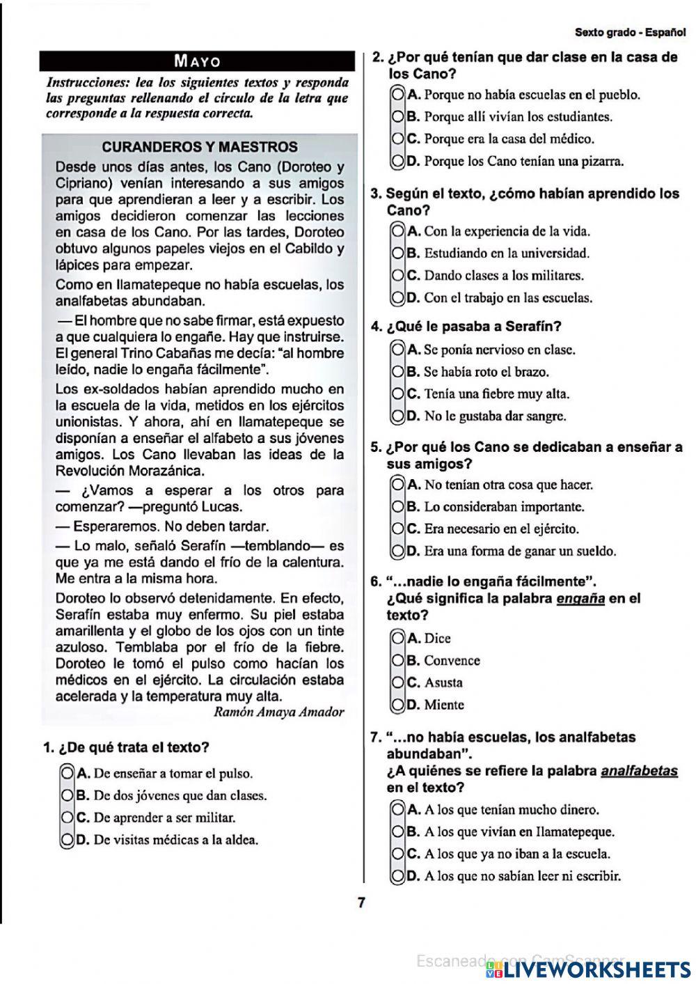 Prueba formativa de sexto de febrero-mayo