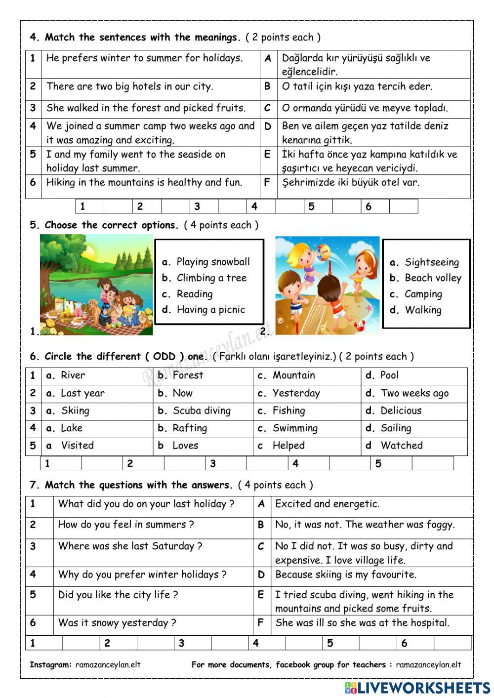 6th grade - unit 7 - quiz