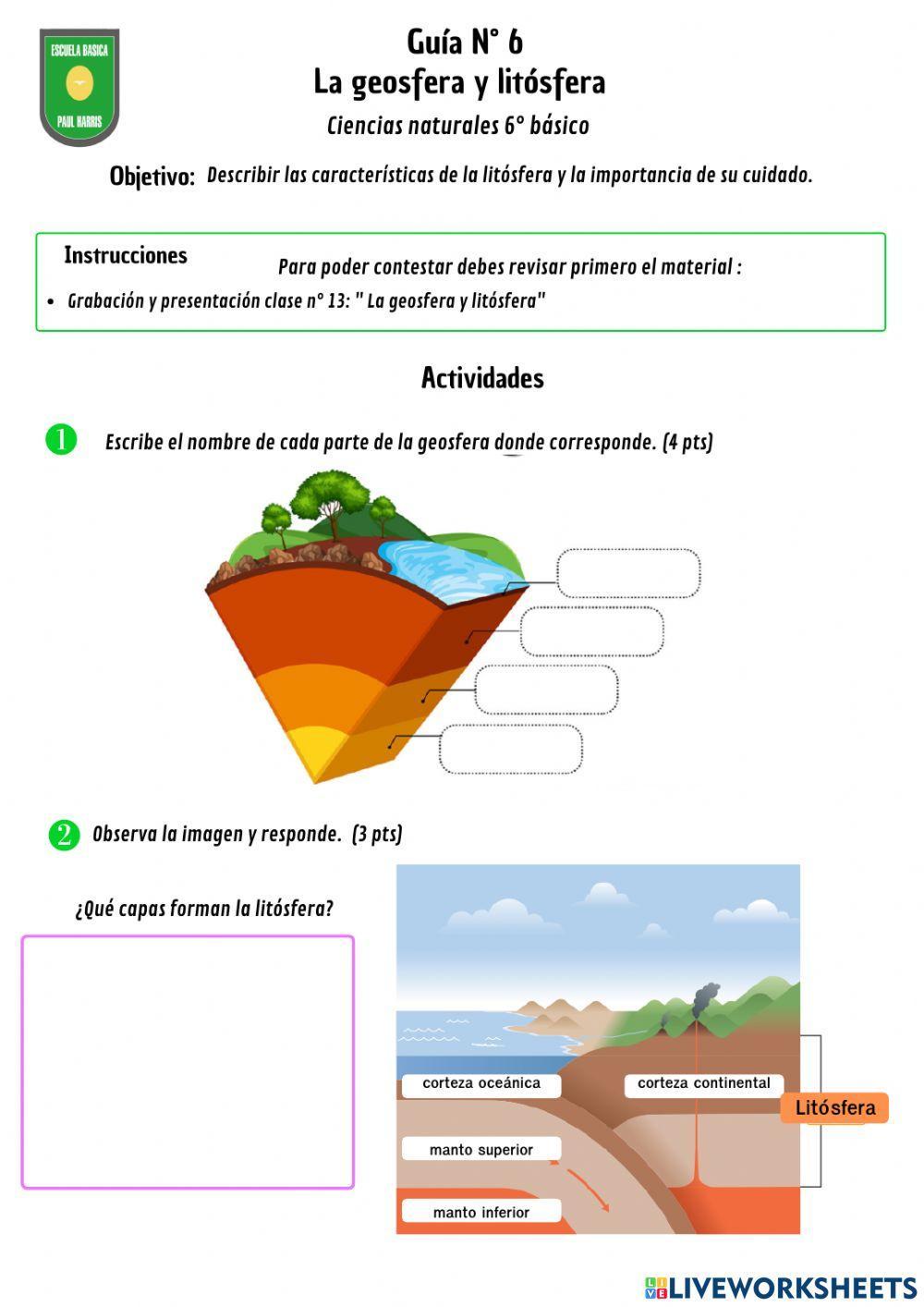 Guía N° 6-Geosfera y Litósfera- Ciencias naturales
