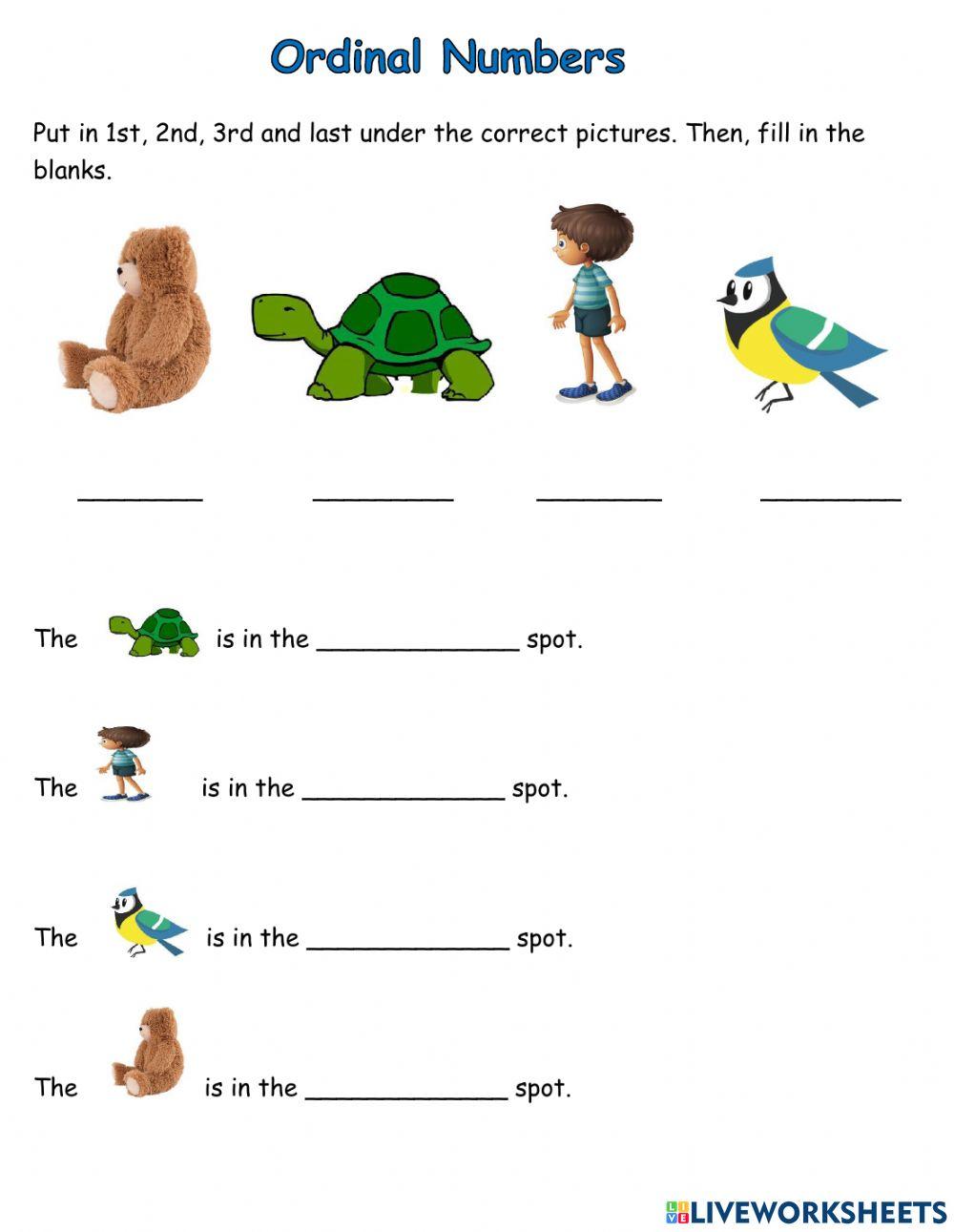 Ordinal Numbers Worksheet online exercise for Live Worksheets