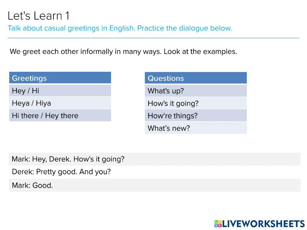 Greetings and farewells