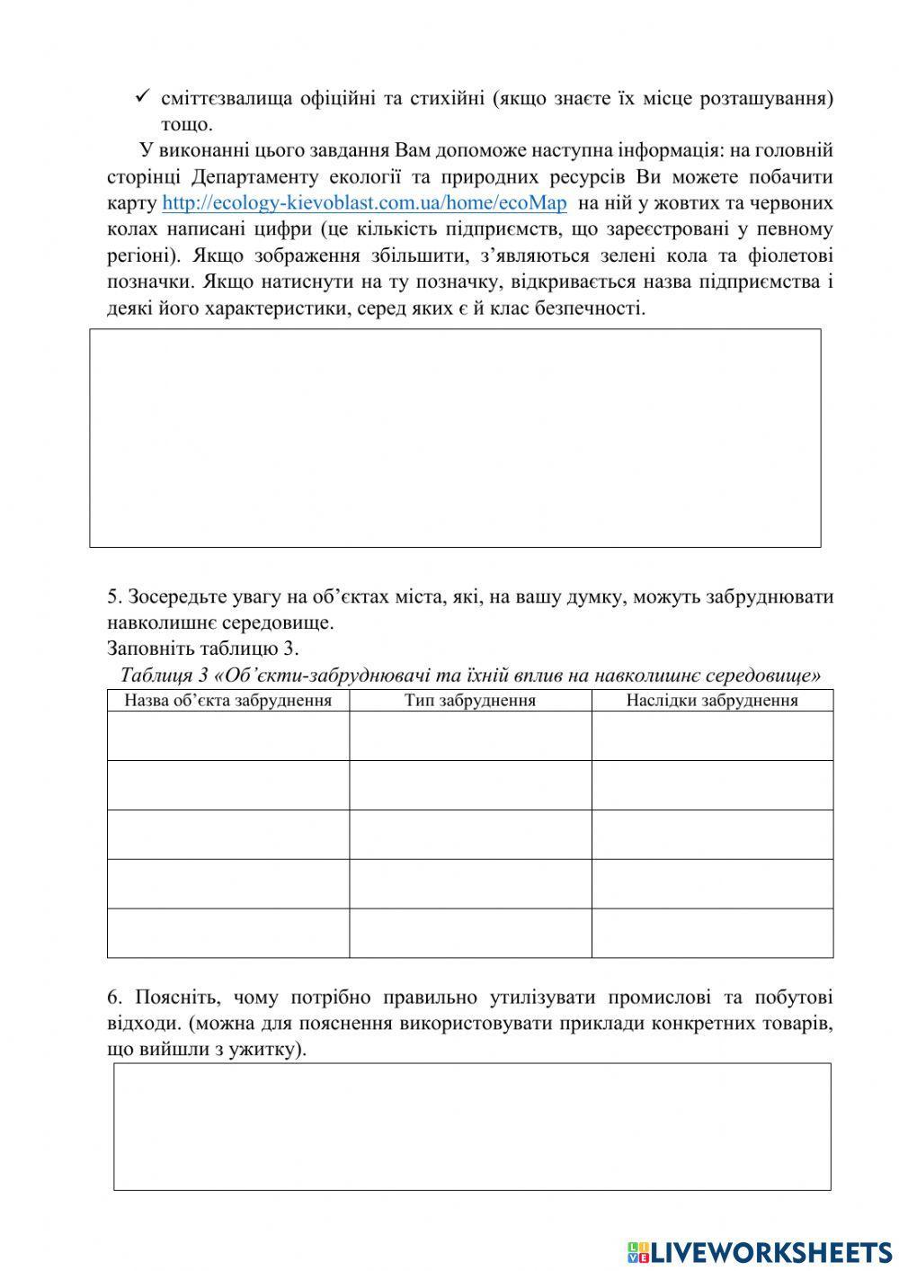 Практична робота Оцінка екологічного стану свого регіону