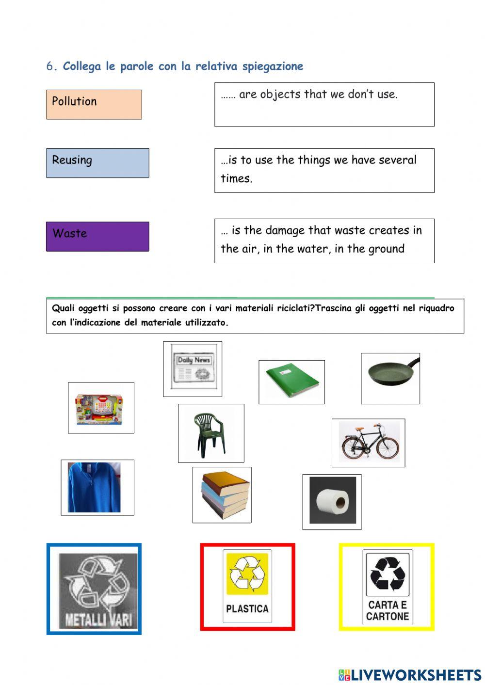Reduce,Reuse,Recycle online exercise for | Live Worksheets