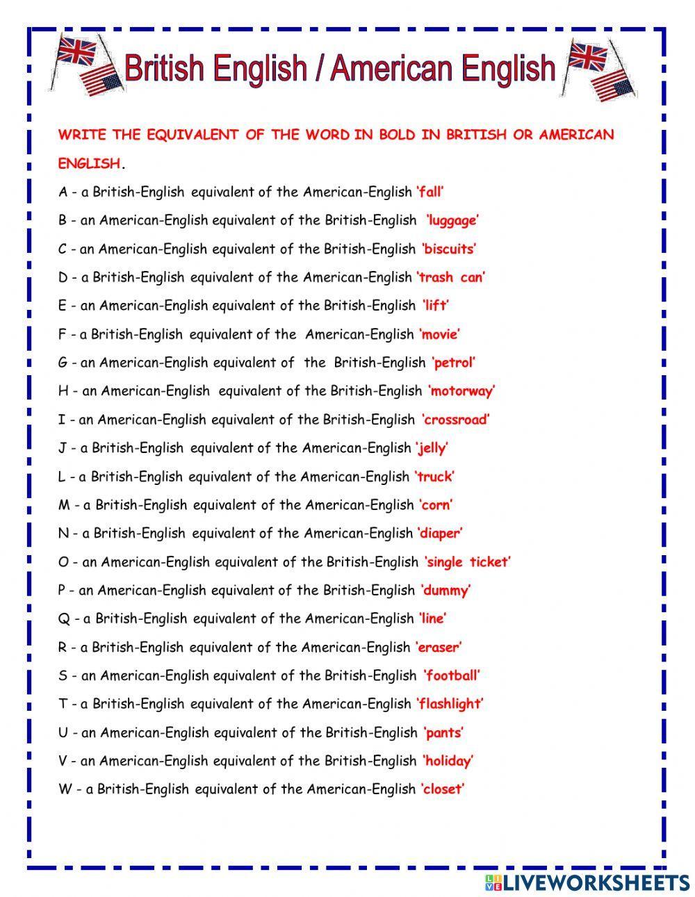 British and american english