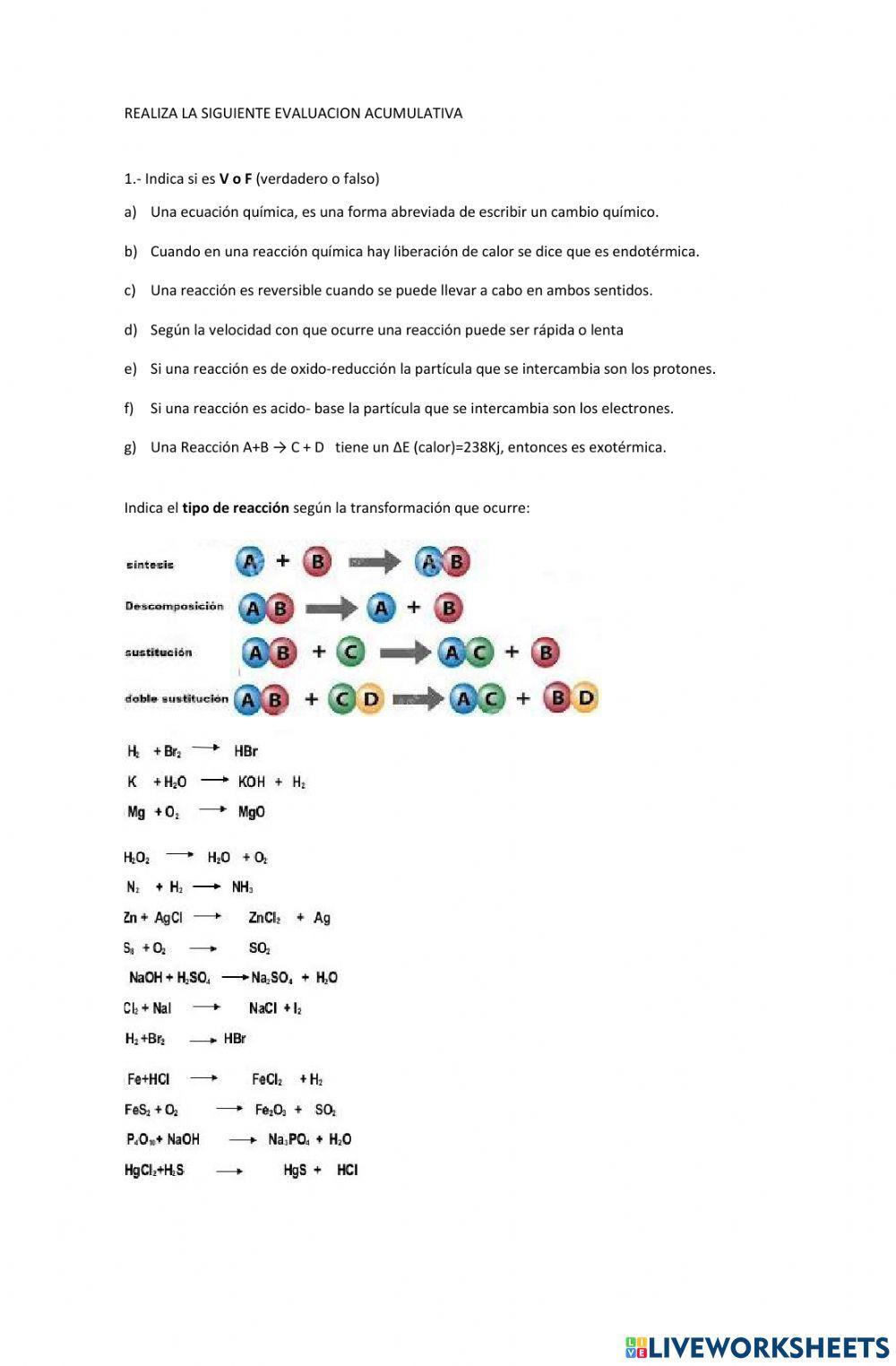 Clasificacion de reacciones quimicas