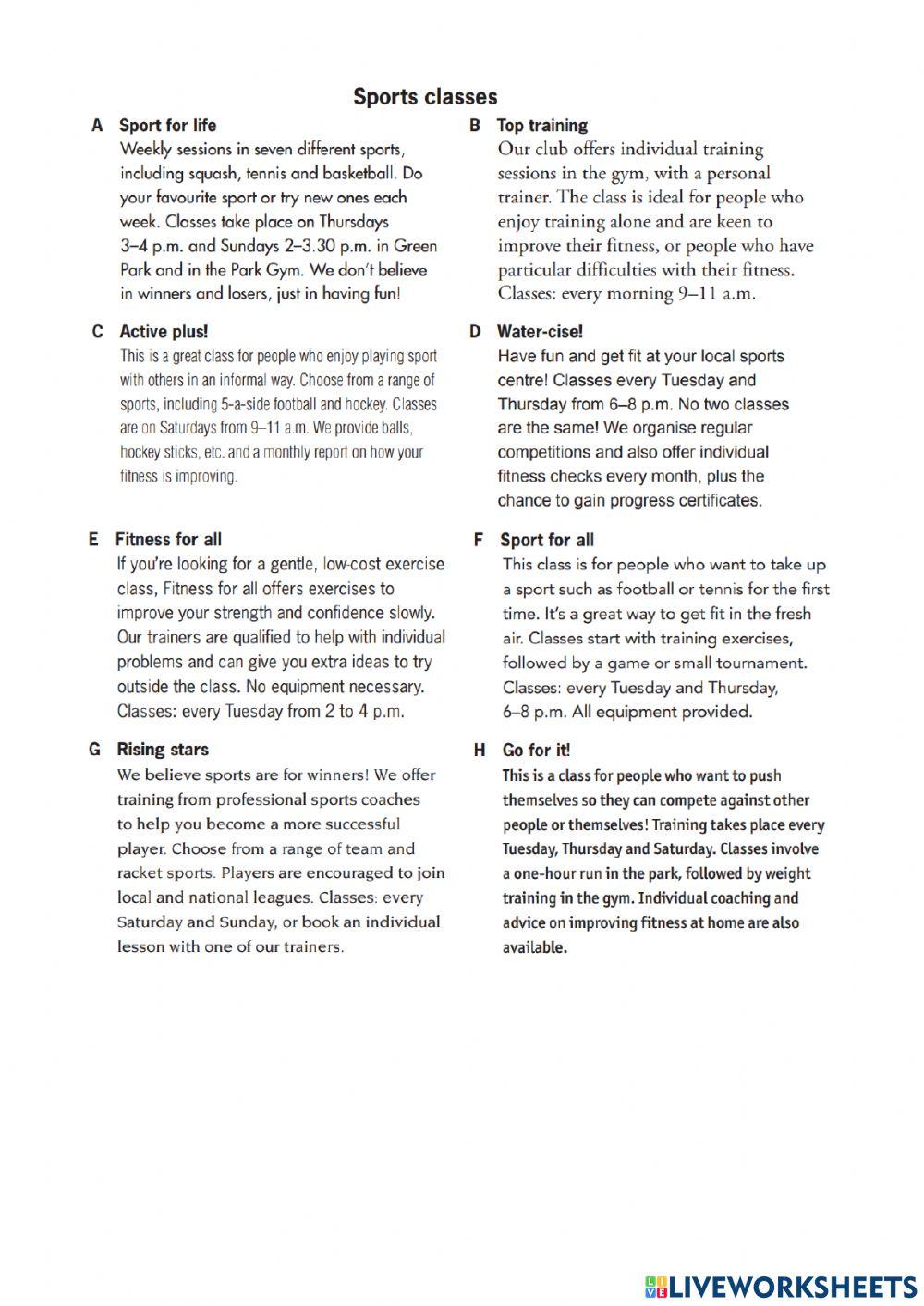 PET - Reading and Listening Practice