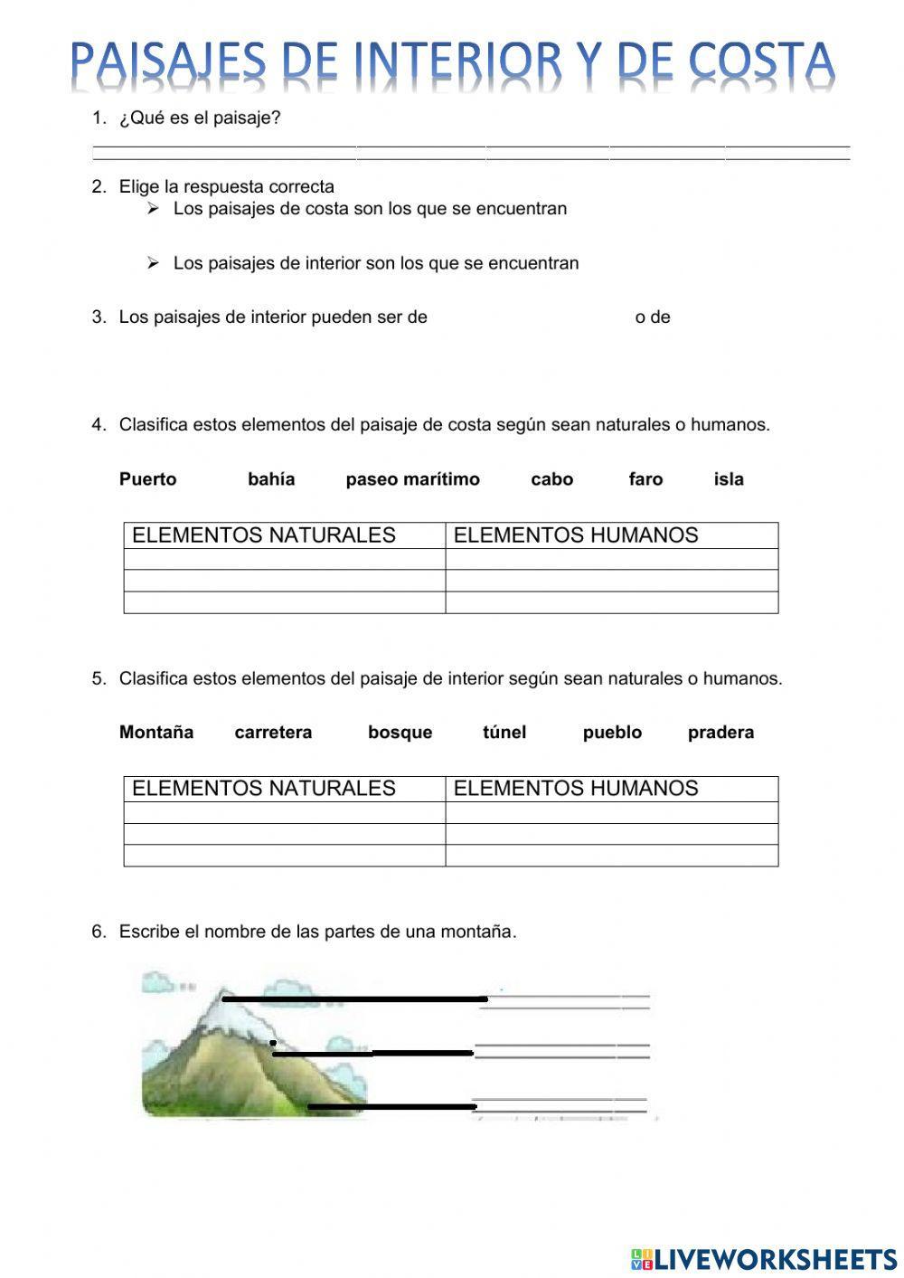 Paisajes de interior y de costa