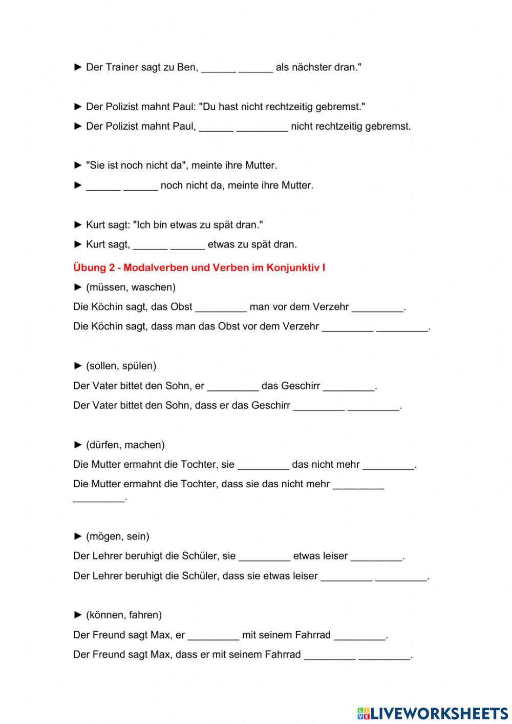 Konjunktiv I - Übungsblatt 3