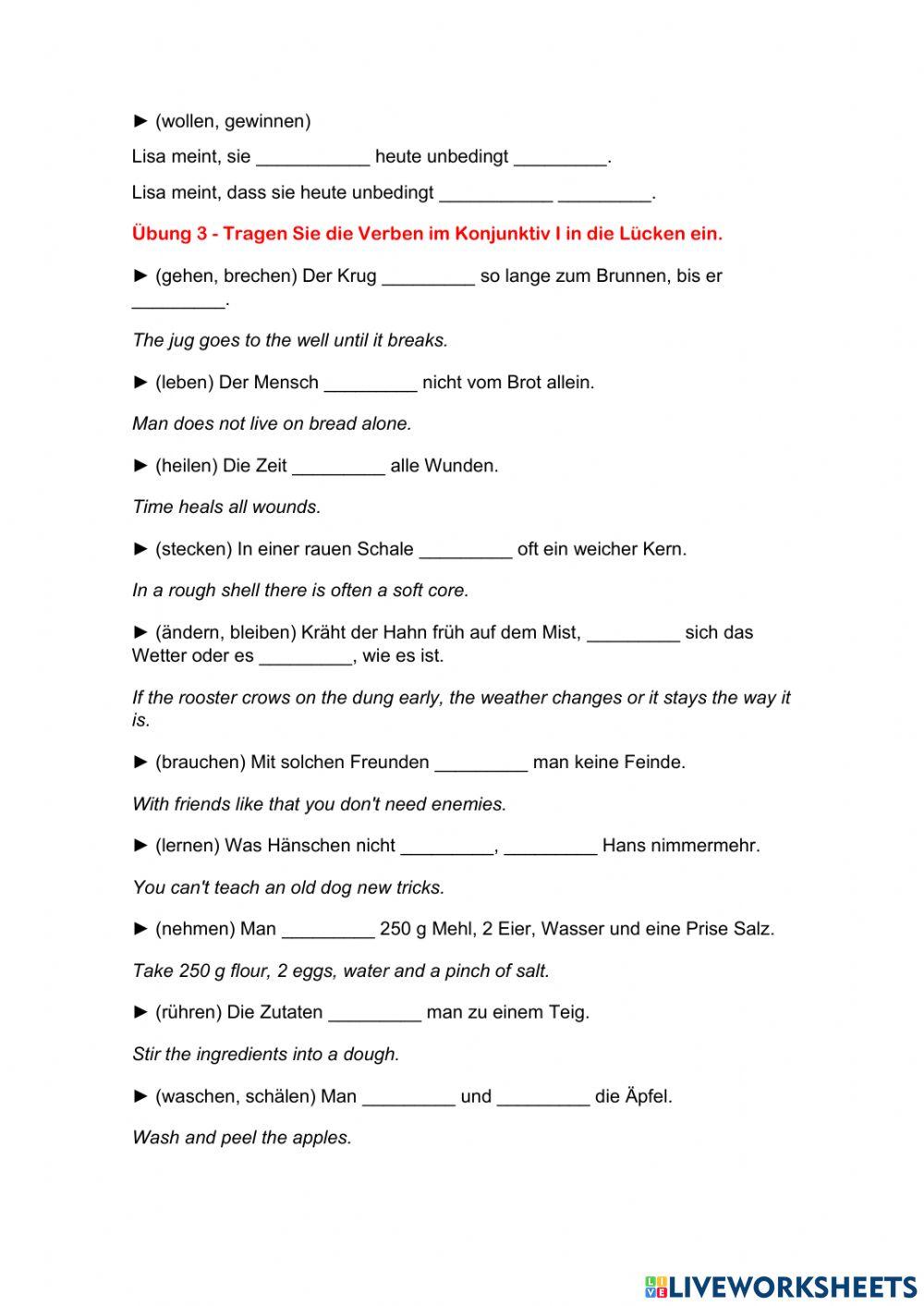 Konjunktiv I - Übungsblatt 3