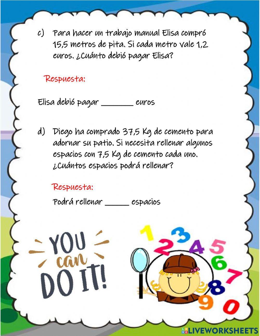 Multiplicar y Dividir Decimales