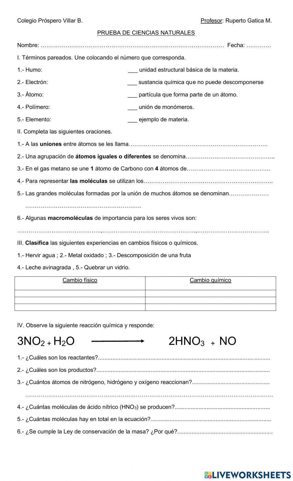 La materia y  sus transformaciones