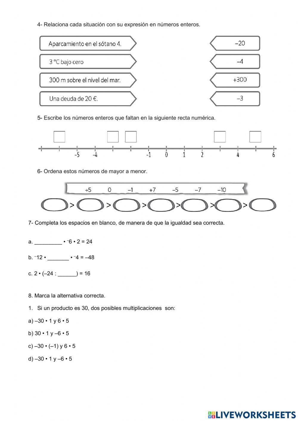 8° Evaluación de enteros 