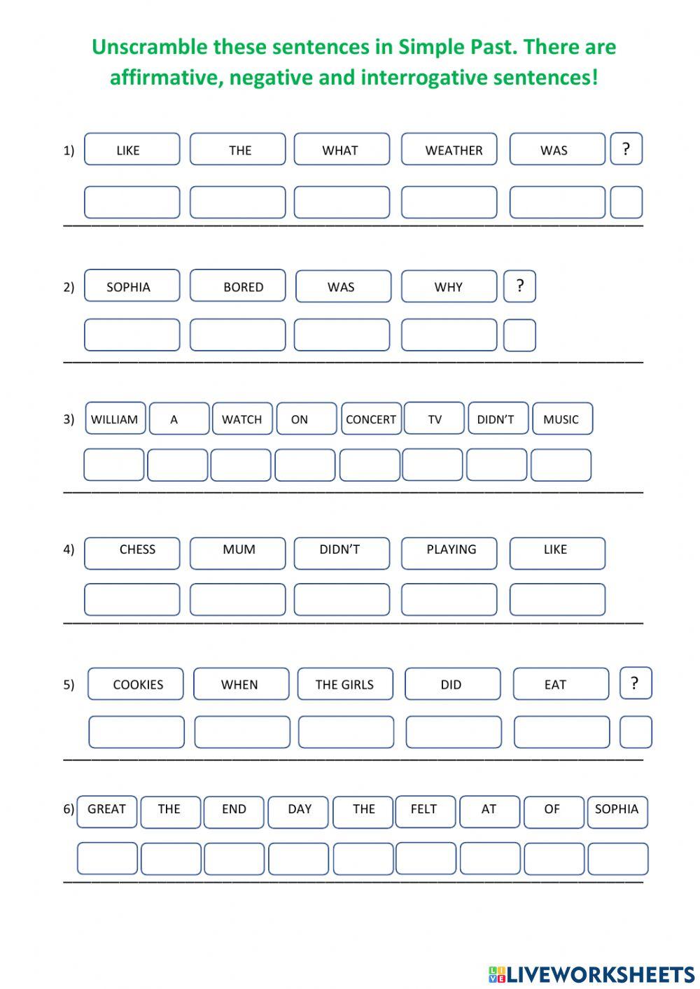Unscrumble 03 - Past Simple