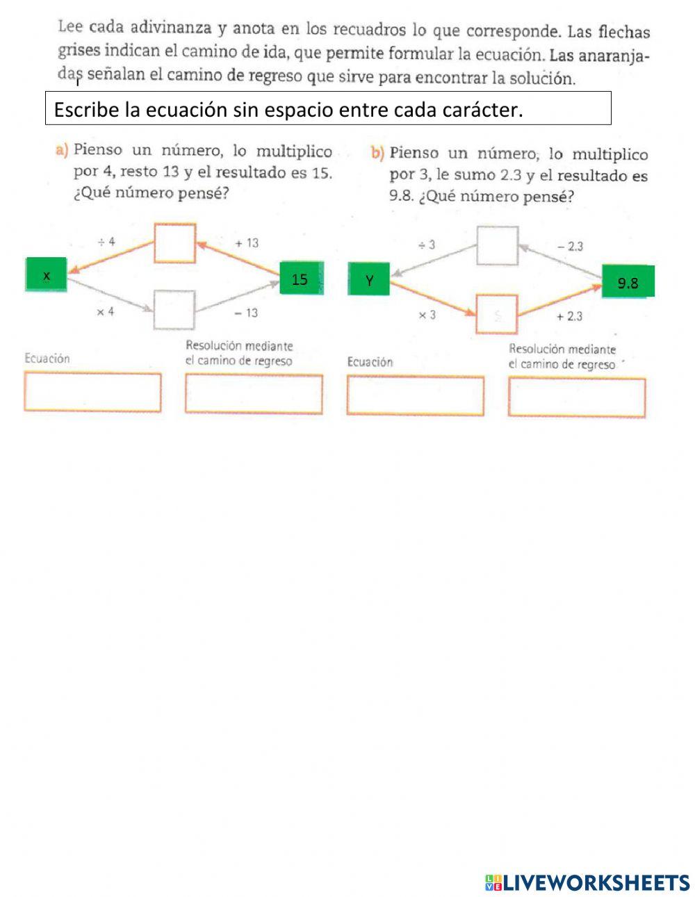 Ecuaciones operaciones inversas