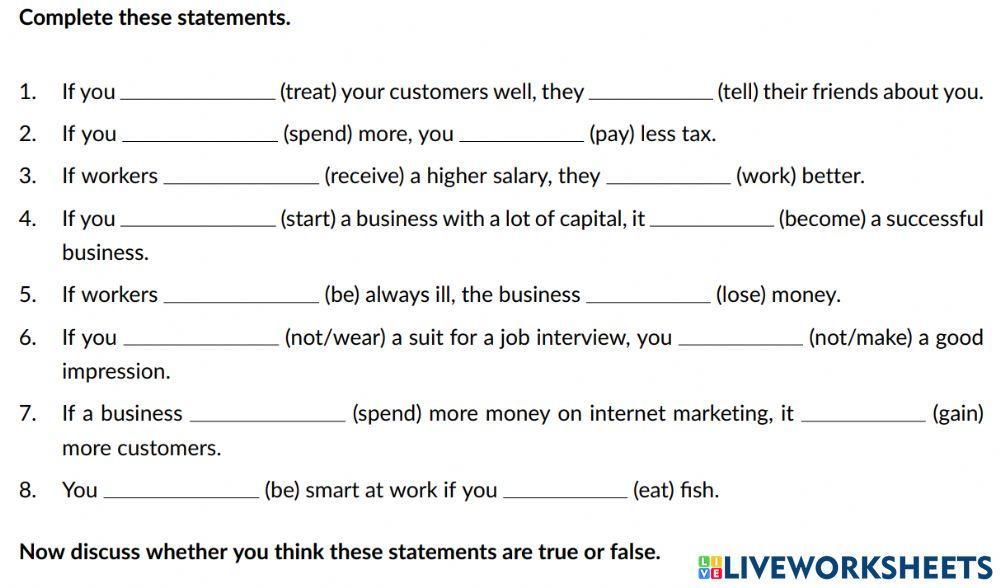 First Conditional Business Statements