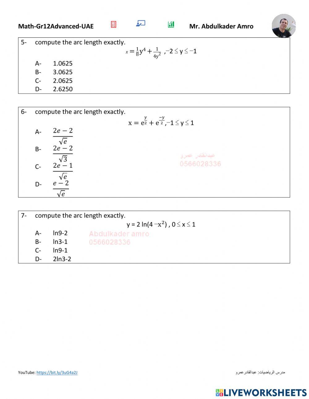 Lesson 6-4 Arc Length and Surface Area