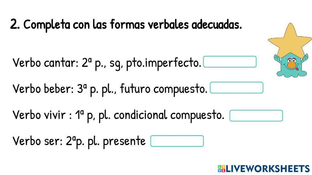 Gramática clasificación de formas verbales