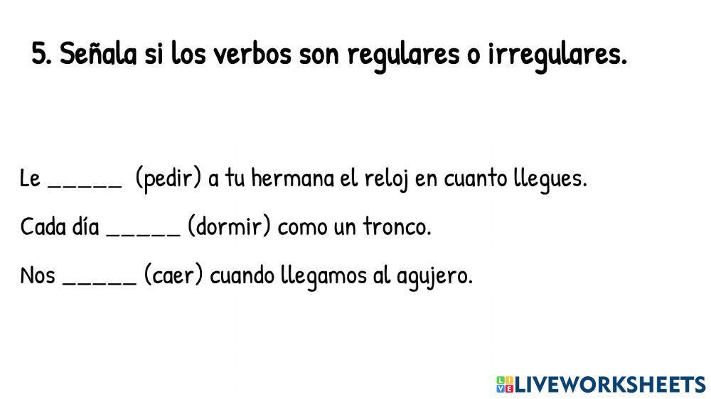 Gramática clasificación de formas verbales