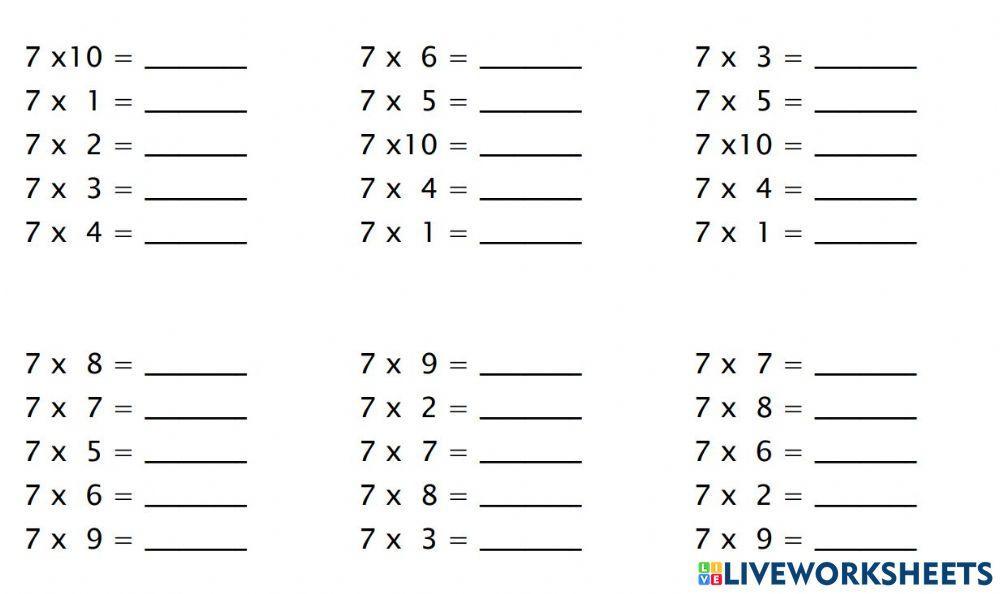Repàs taula de multiplicar del 7