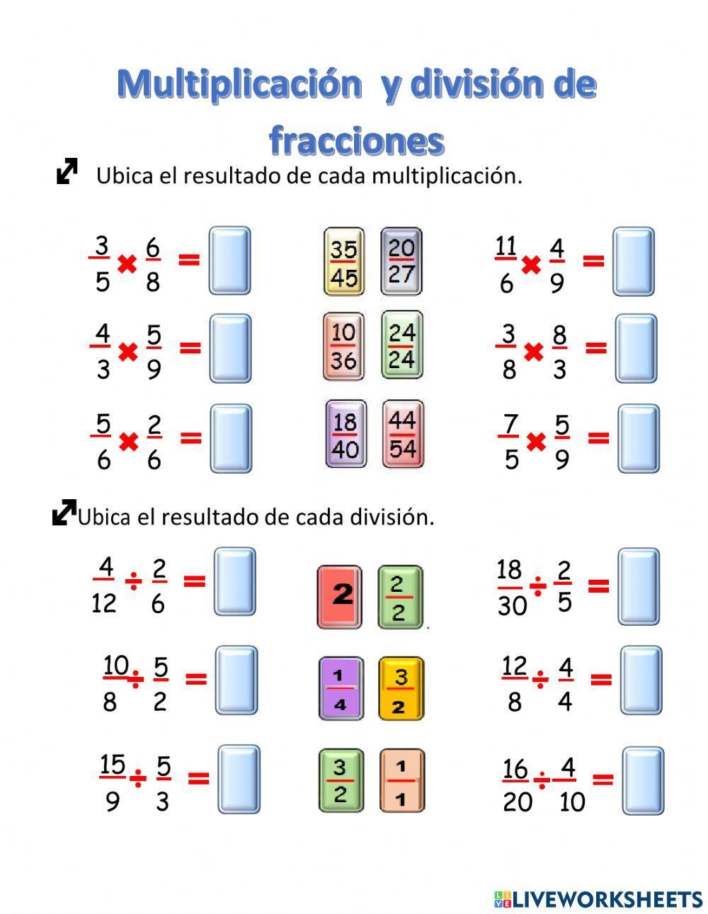 Multiplicación y division de fracciones