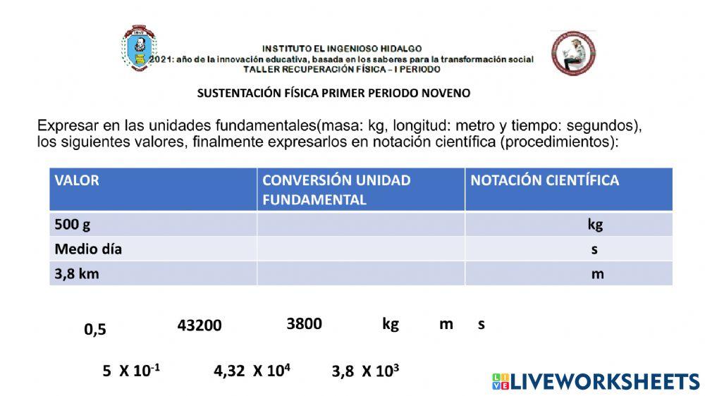 Sustentación física noveno