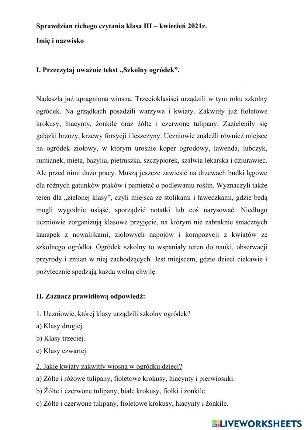 Sprawdzian cichego czytania