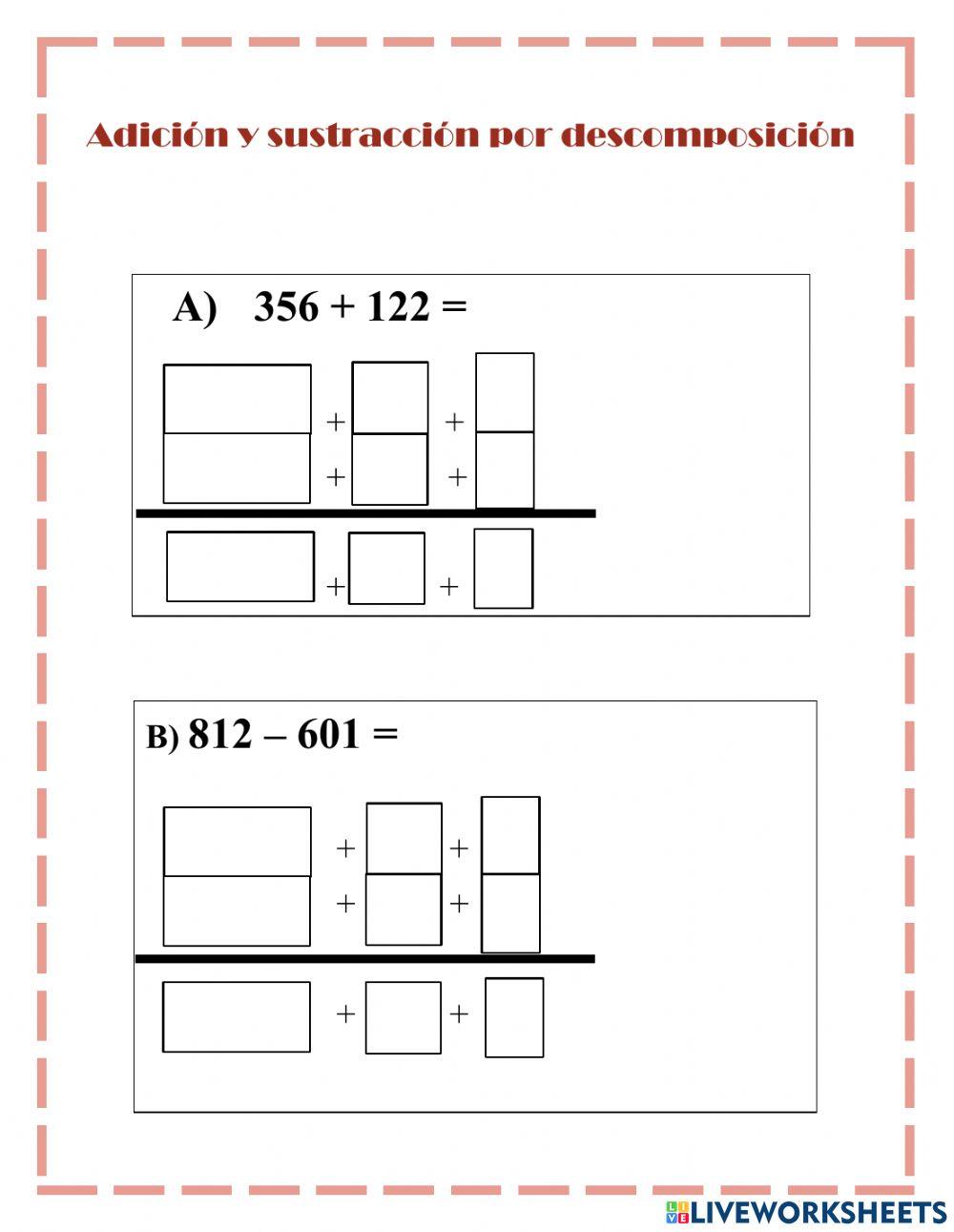 Adición y sustracción por descomposición