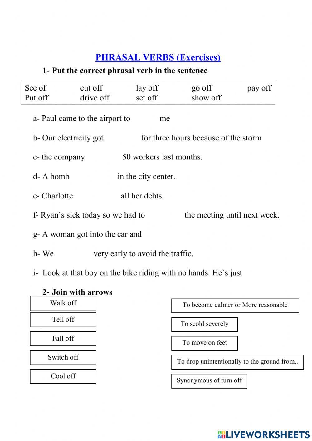 Phrasal verbs with off