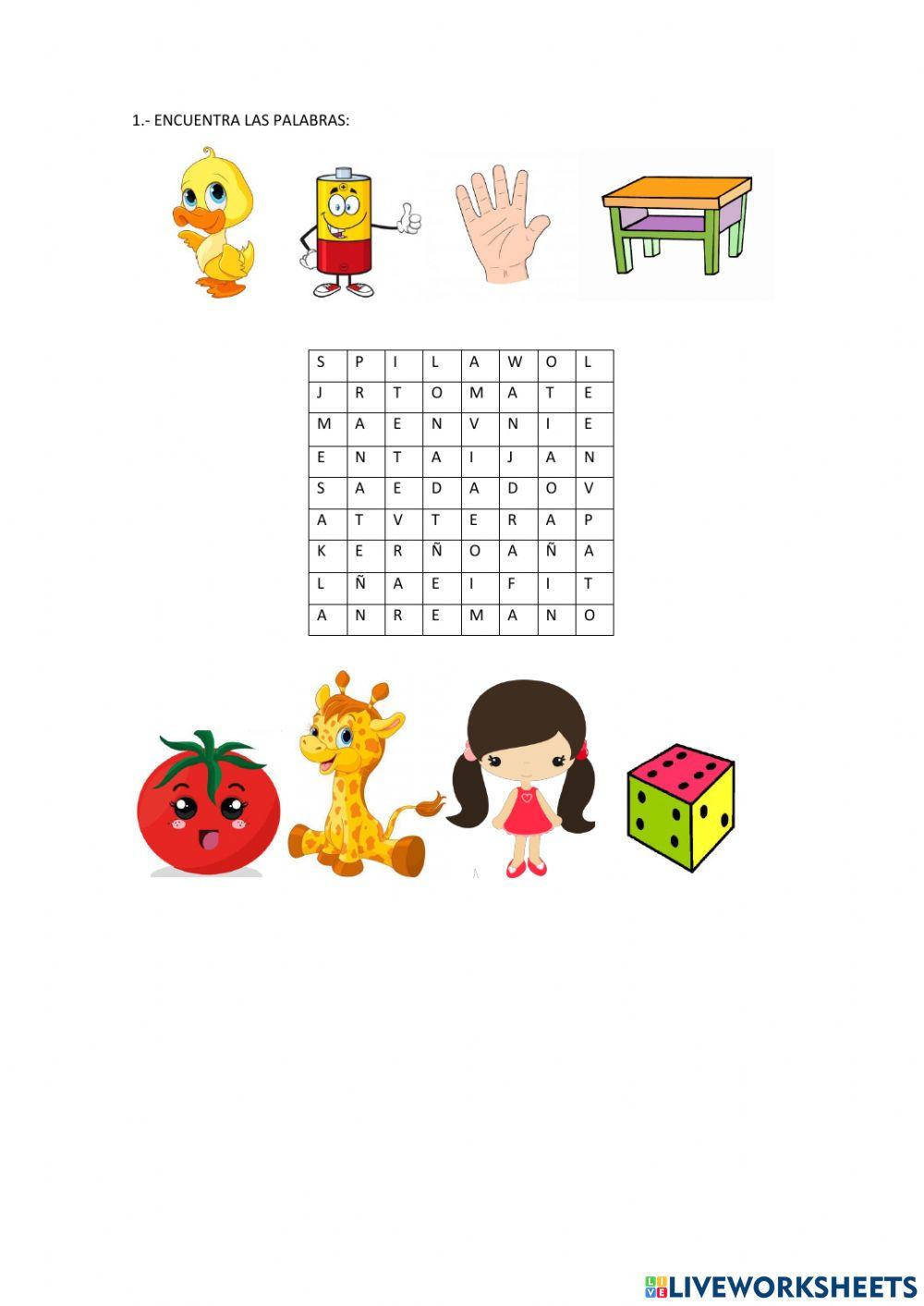 Sopa de letras 5 años