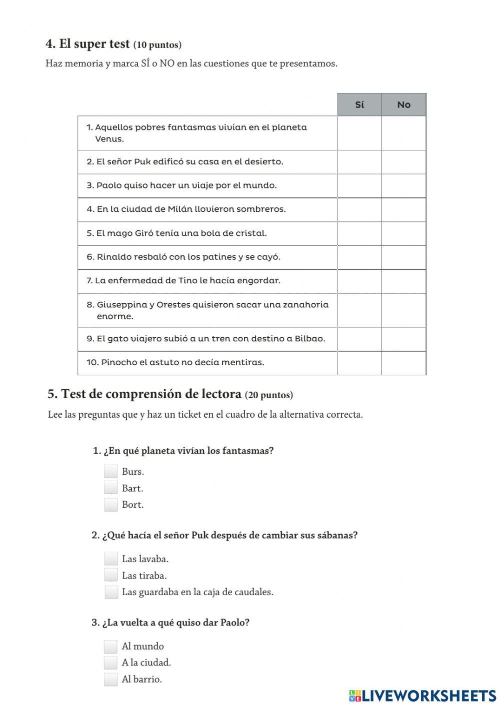 Evaluación Plan lector: Cuentos para jugar, de Gianni Rodari 6° B