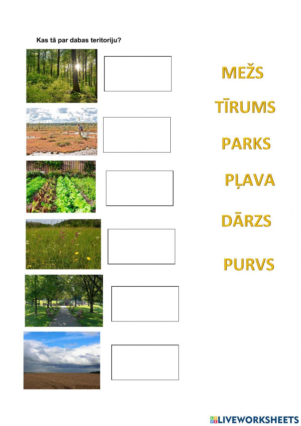 Pārbaudes darbs dabas zinībās-materiāli,dabas teritorijas.