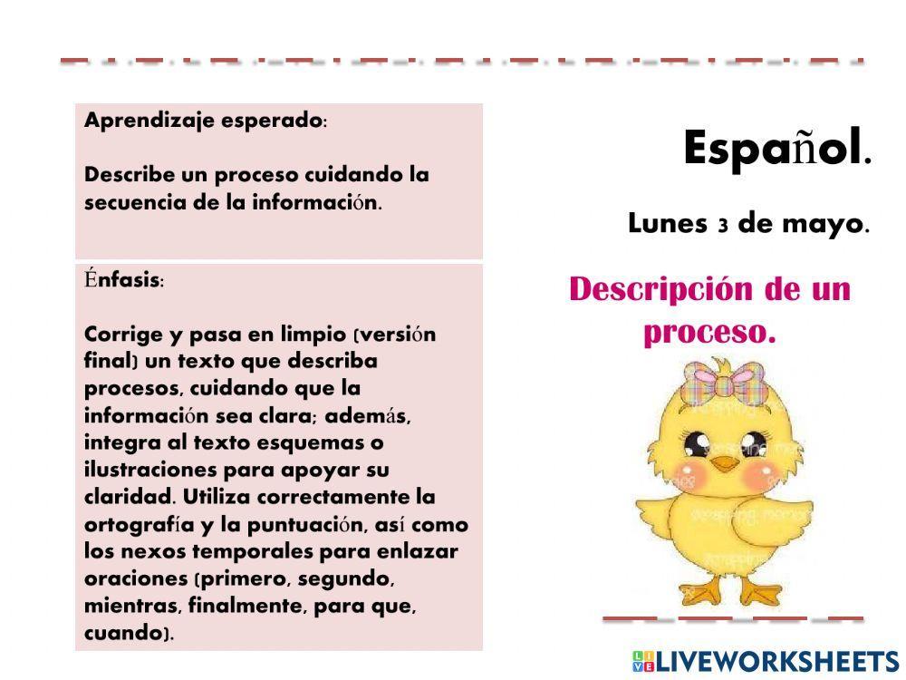 Descripción de un proceso