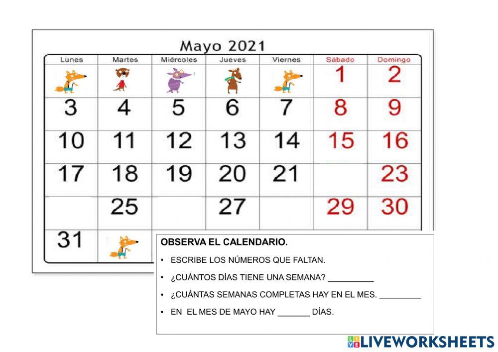 Calendario mayo