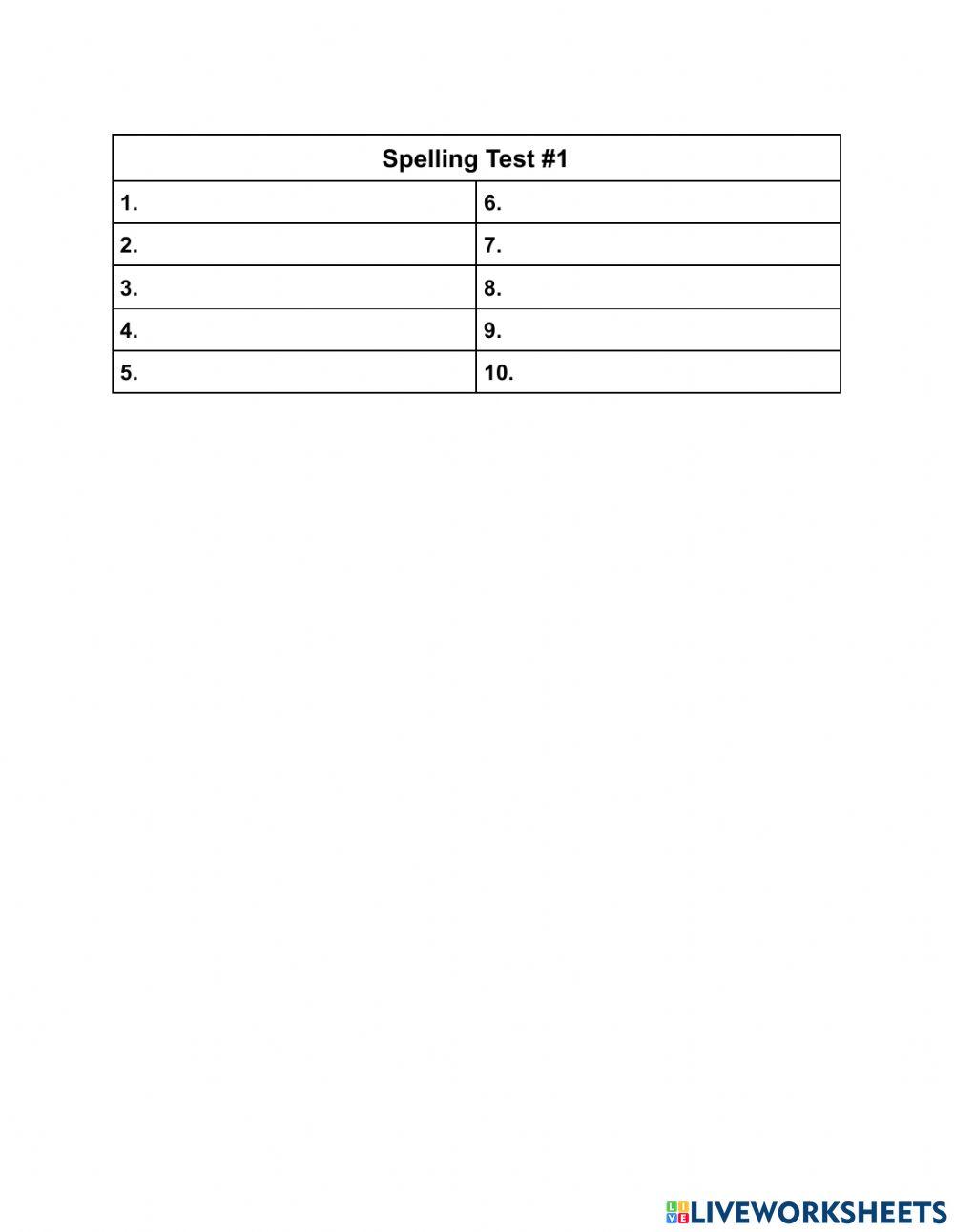 YL15 Spelling Test -1
