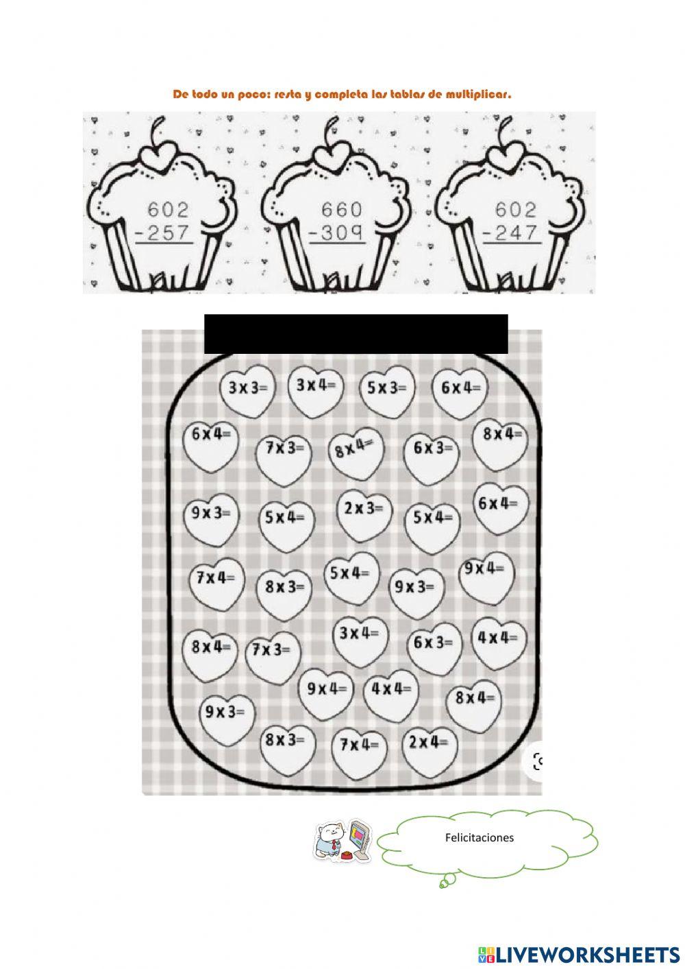 Multiplicación y resta