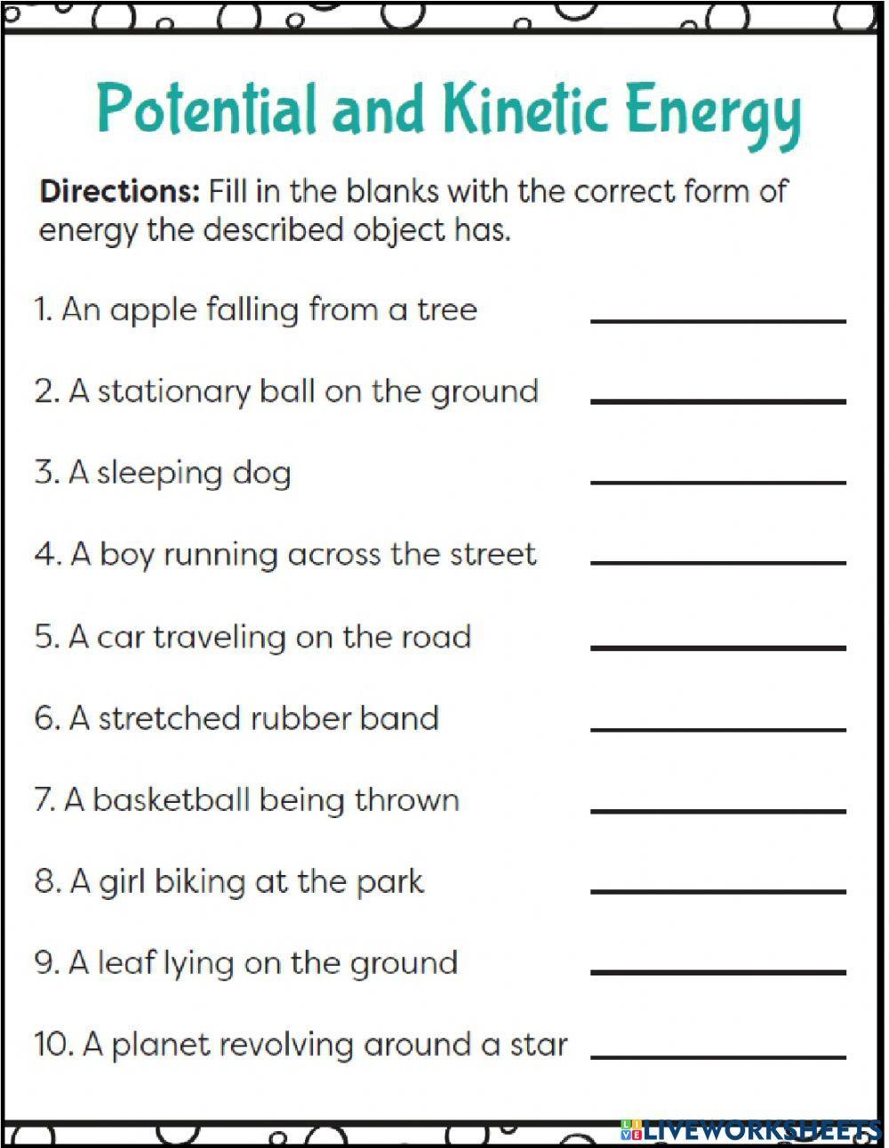 Potential and kinetic energy