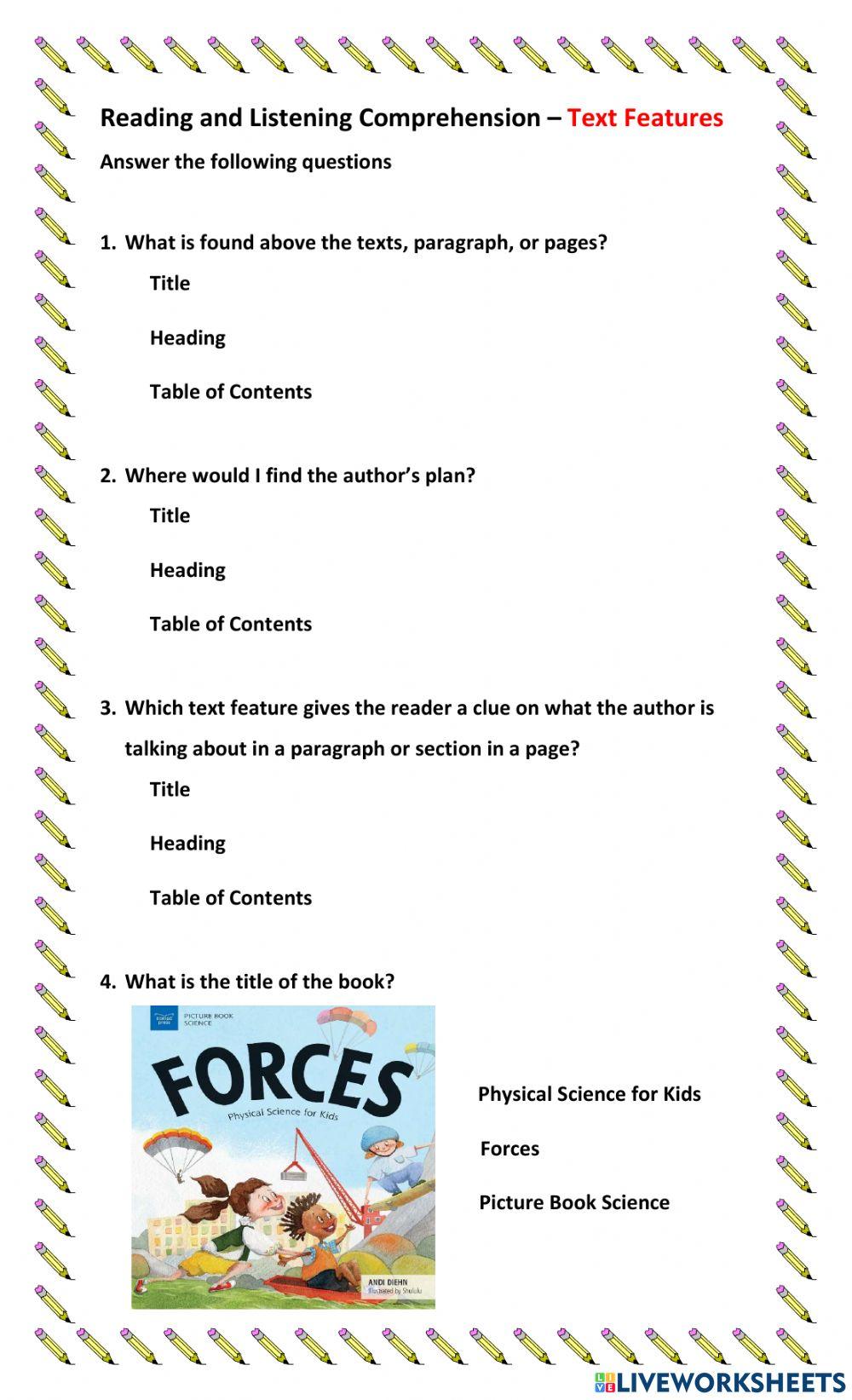 Comprehension - Text Features
