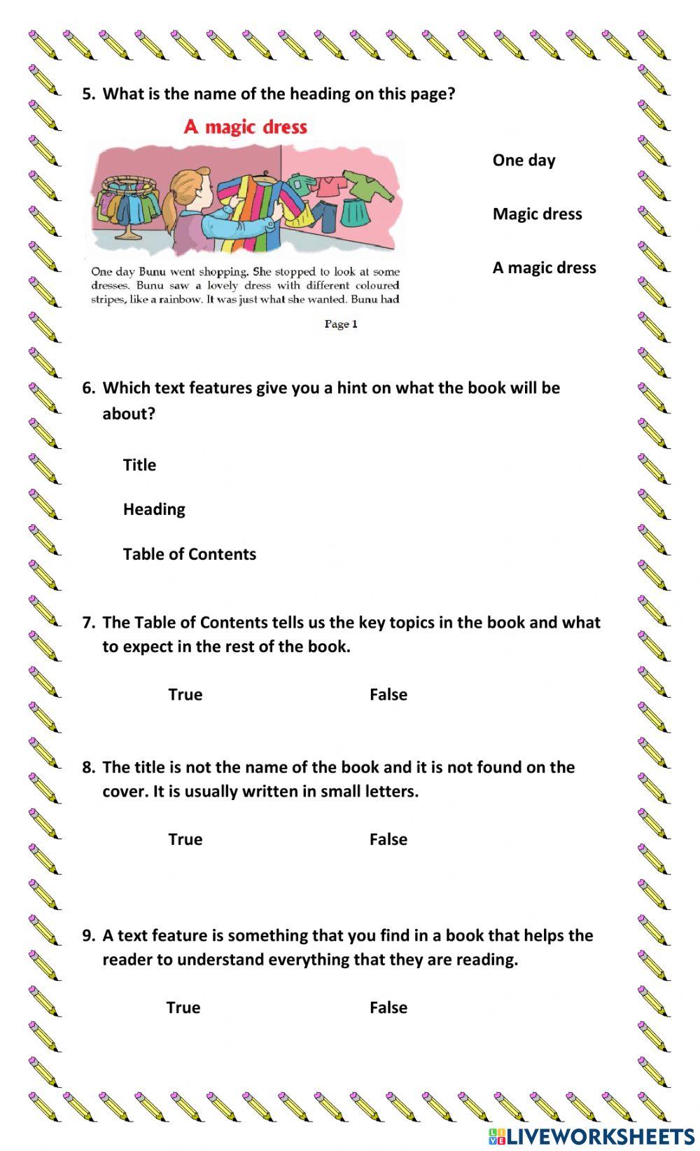 Comprehension - Text Features