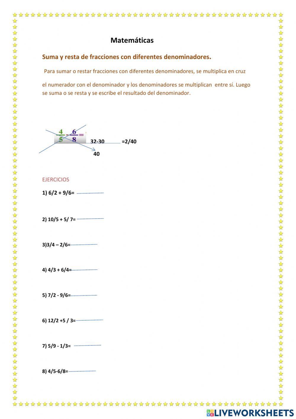Suma y resta de fracciones