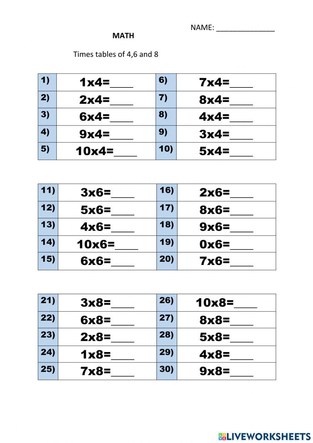 Times tables